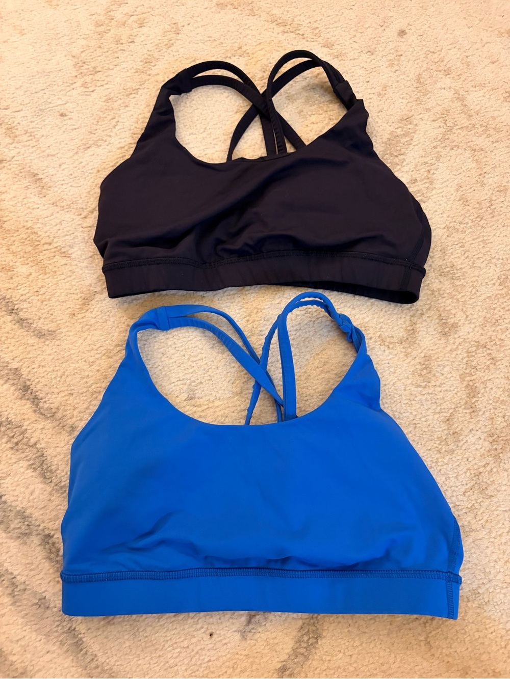Set of two Lululemon Energy black and blue workout bras 8